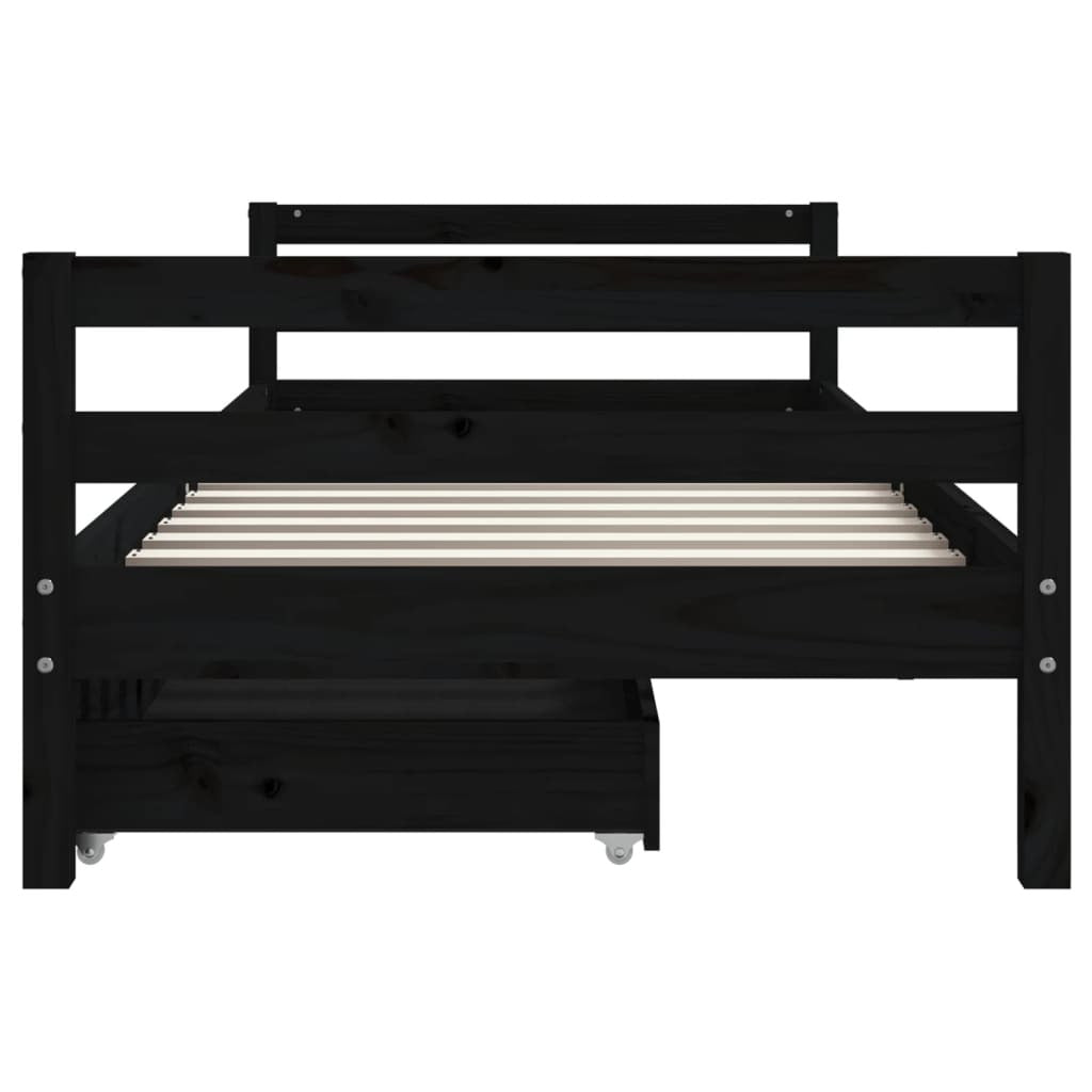 Vidaxl Estructura Cama Infantil Y Cajones Madera Pino Negro 90x190 Cm_4