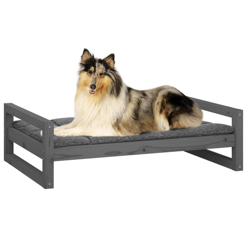 Vidaxl Cama Para Perros Madera Maciza De Pino Gris 95,5x65,5x28 Cm_3