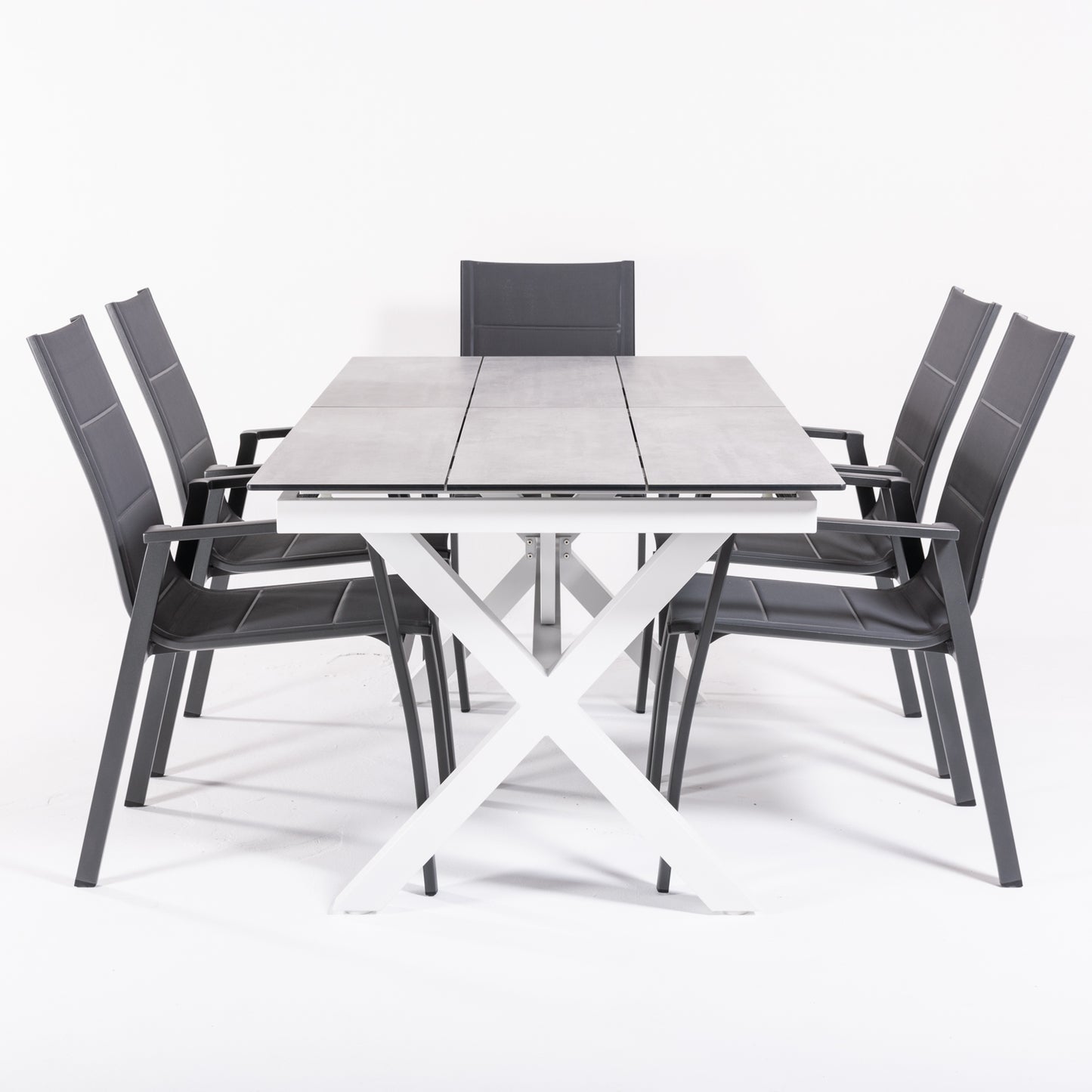 Conjunto De Mesas Y Sillas Acolchadas De Terraza, Mesa Extensible 180 A 240 Cm, Aluminio Y Hpl, Color Laver_3