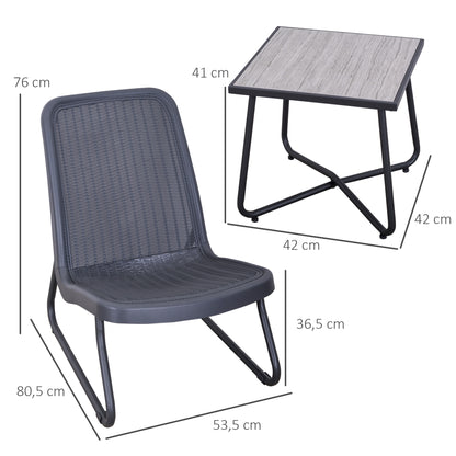 Outsunny Conjunto De Muebles De Jardín 2 Sillas Mesa Terraza Piscina_2