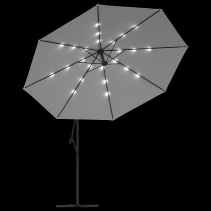Sombrilla Voladiza Jardín Con Luces Led Palo Acero Arena 350 Cm_4