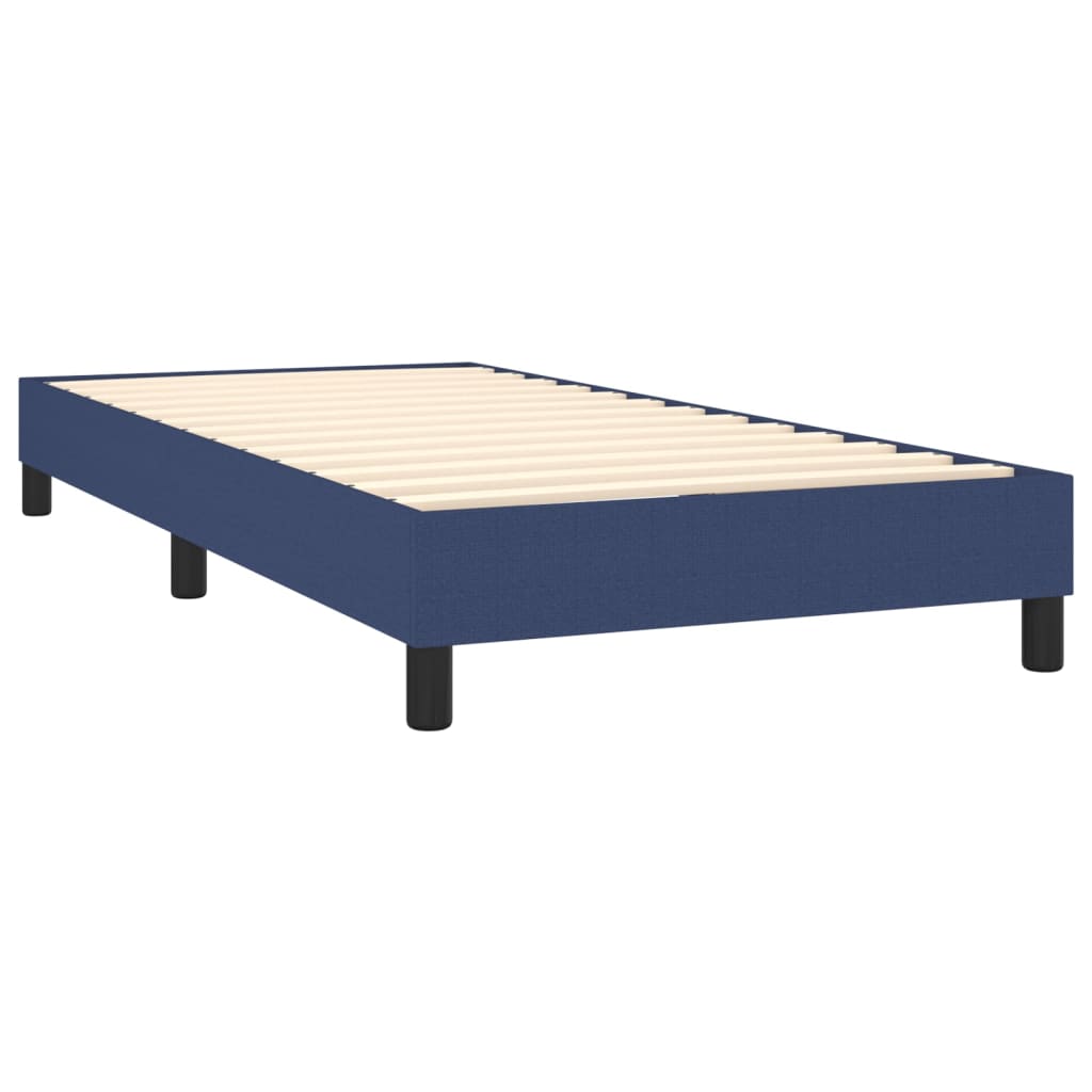 Cama Box Spring Con Colchón Y Led Tela Azul 90x190 Cm / Vetonek_5