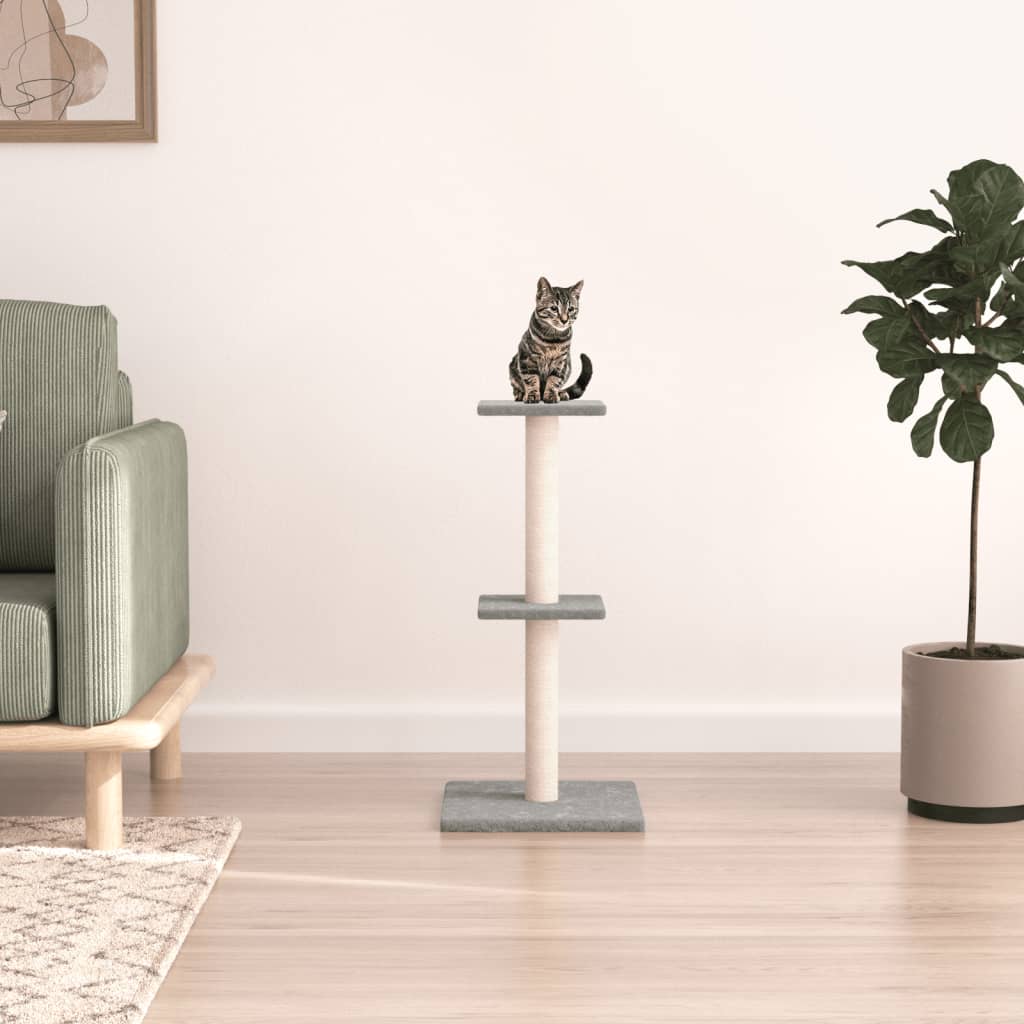 Rascador Para Gatos Con Postes De Sisal Gris Claro 73 Cm_1