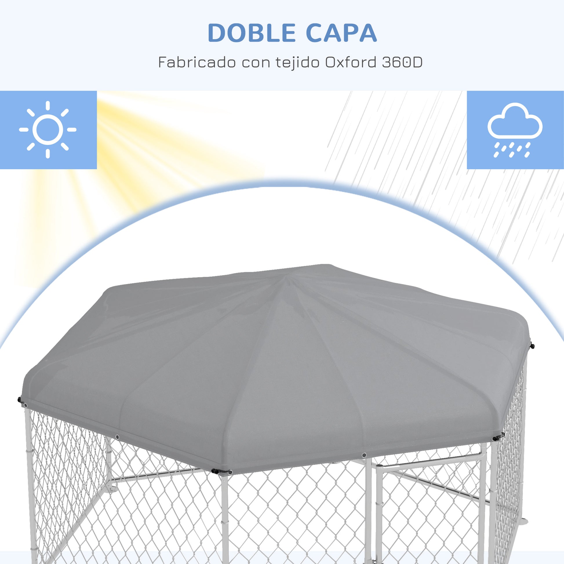 Pawhut Perrera De Exterior Con Toldo Impermeable Y Anti-uv 210x185x150 Cm Plata_5