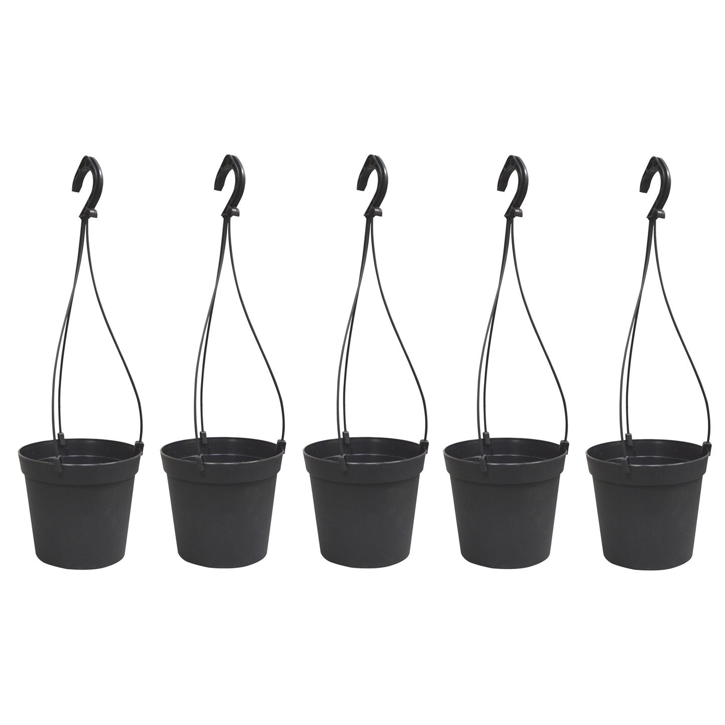 5 Macetas Cilíndricas Ø 10 Cm Con Ganchos, De Polipropileno Antracita