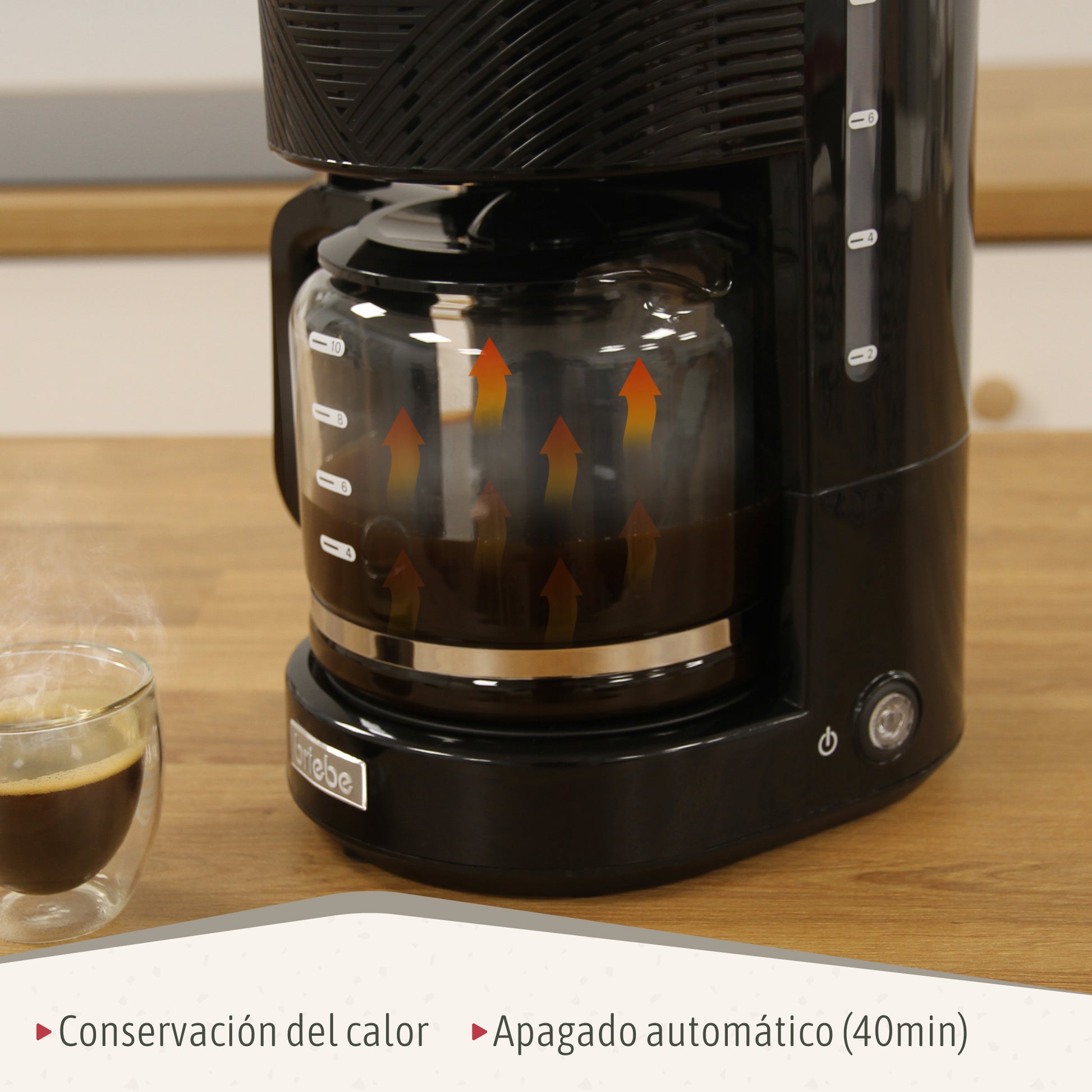 Briebe Cafetera Goteo 10 Tazas Máquina De Café Filtro Reutilizable, Función Mantener Caliente, 1,25 L, Cm1171blk,negro_2
