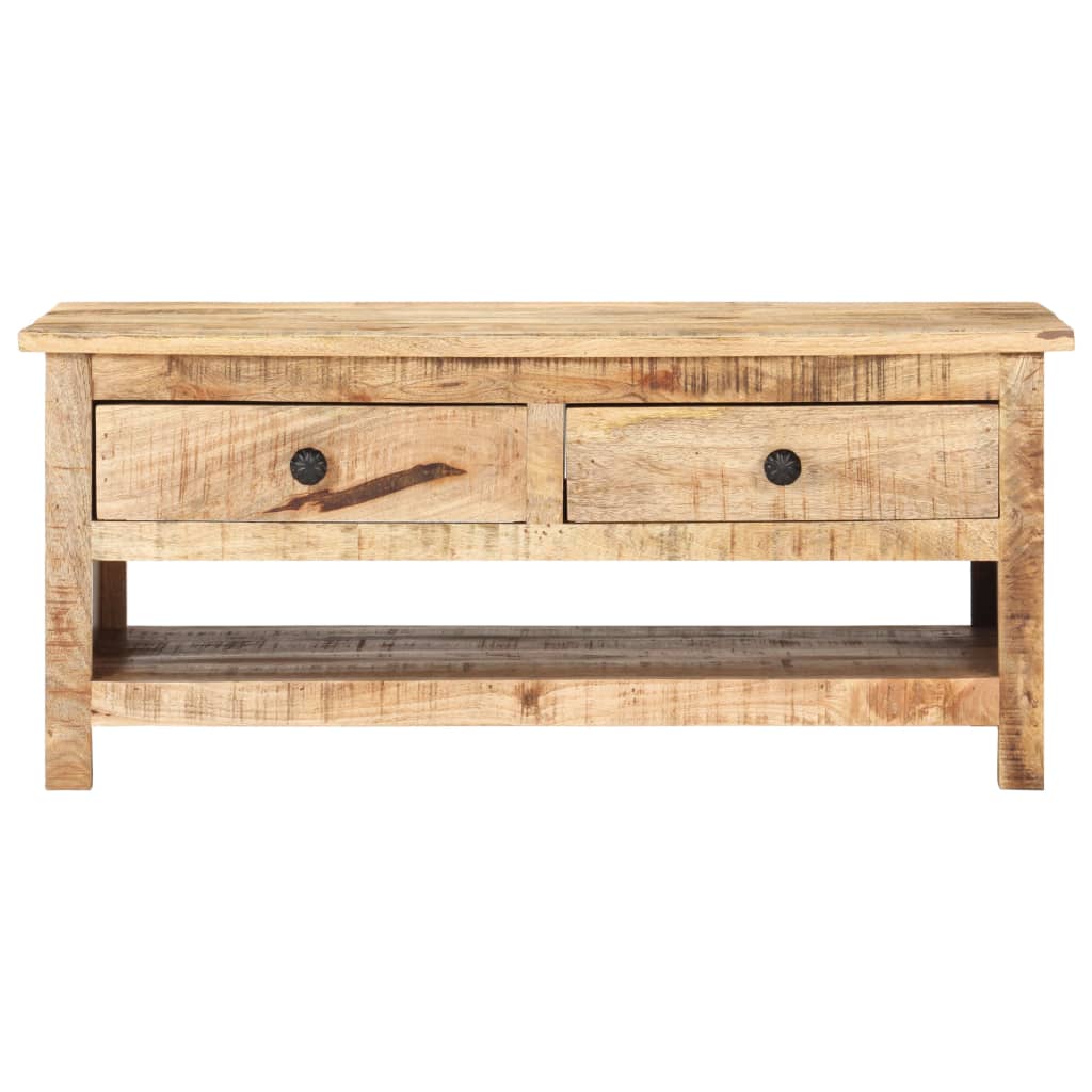 Mesa De Centro De Madera Maciza De Mango Rugosa 88x50x38 Cm_1
