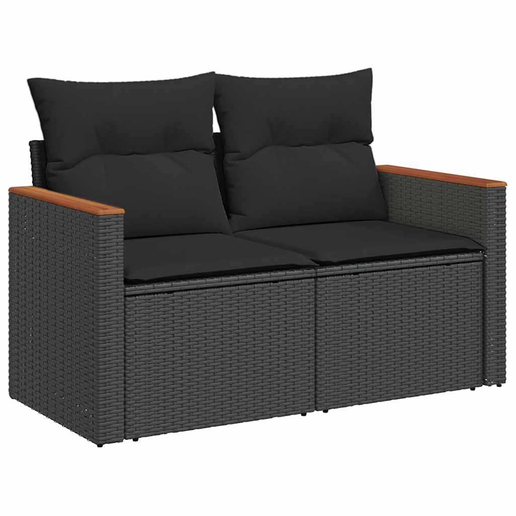 Set Sofás Jardín Y Cojines 10 Pzas Ratán Sintético Acacia Negro / Vetonek_4