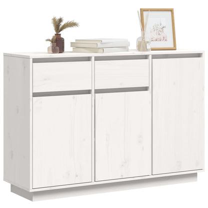 Aparador De Madera Maciza De Pino Blanco 110x34x75 Cm_2