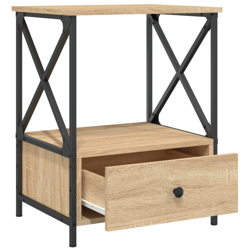 Mesita De Noche Madera De Ingeniería Roble Sonoma 50x41x65 Cm_4