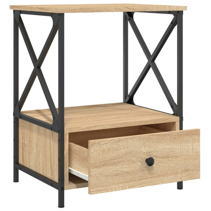 Mesita De Noche Madera De Ingeniería Roble Sonoma 50x41x65 Cm_4
