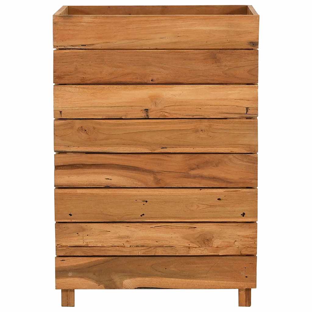 Arriate Elevado Madera De Teca Reciclada Y Acero 50x40x72 Cm_2