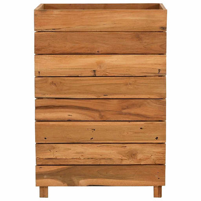 Arriate Elevado Madera De Teca Reciclada Y Acero 50x40x72 Cm_2