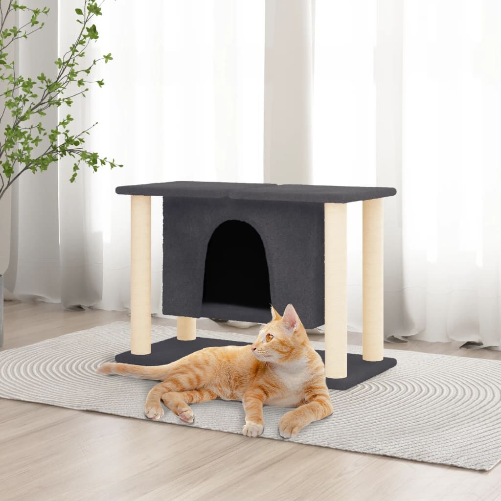 Vidaxl Rascador Para Gatos Con Postes De Sisal Gris Oscuro 50 Cm_1