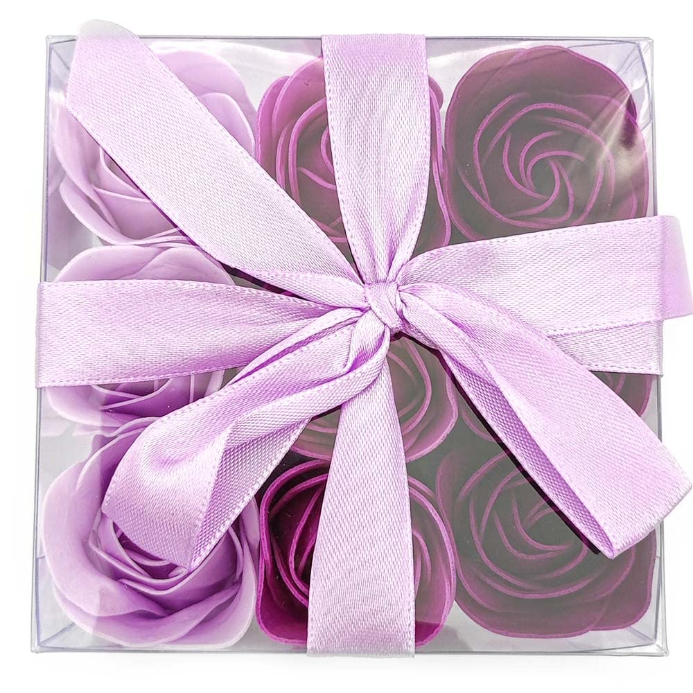 Caja 9 Rosas De Jabón (lila) - Flores Con Pétalos De Jabón Perfumados - Regalo Original Para Días Especiales_2
