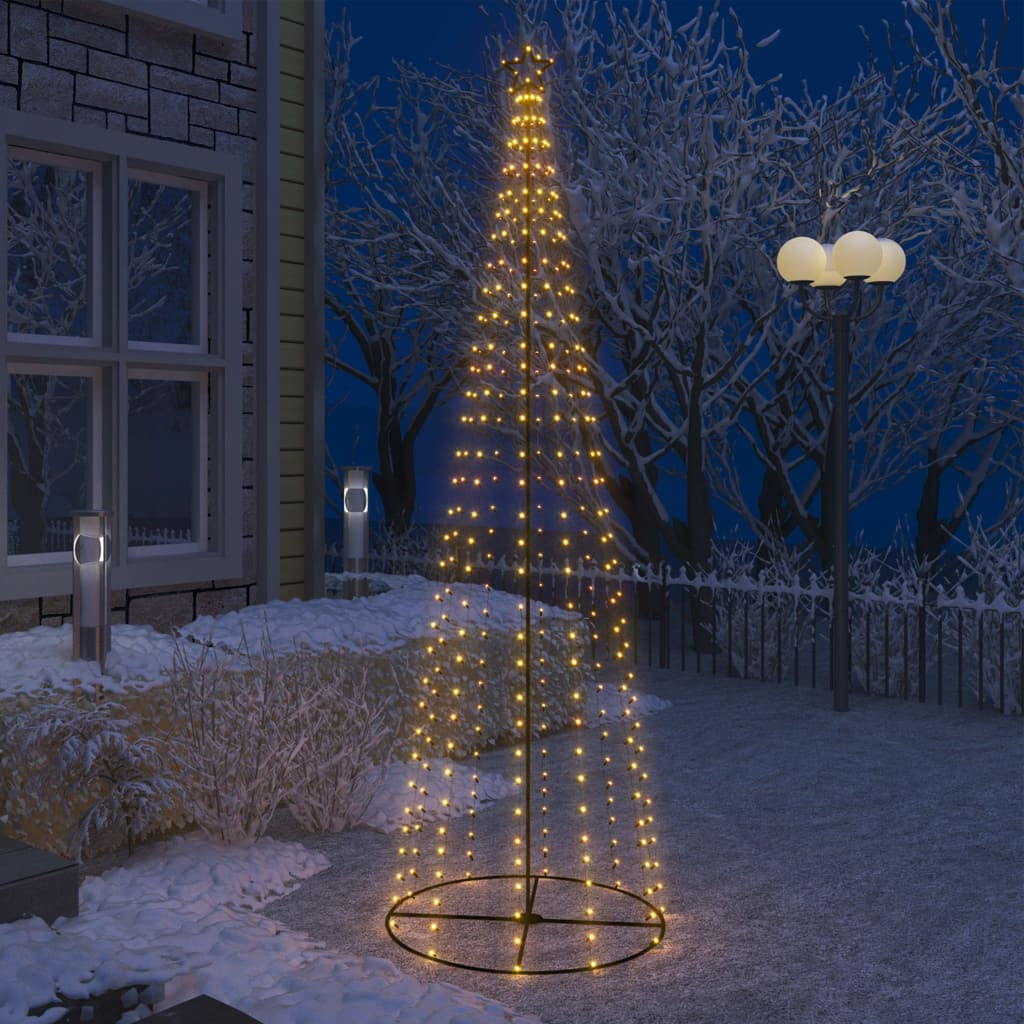 Vidaxl Árbol De Navidad Forma De Cono 330 Led Blanco Cálido 100x300 Cm_1