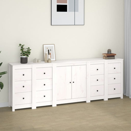 Aparador De Madera Maciza De Pino Blanco 230 X 35 X 80 Cm_0