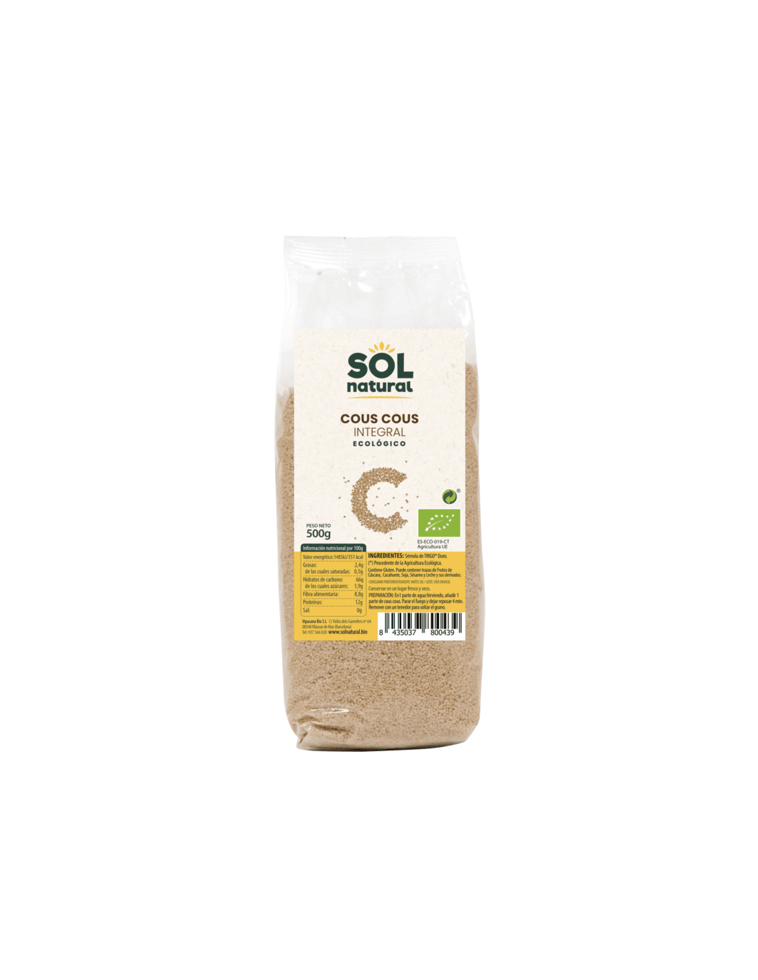 Cous Cous Integral Bio 500g - Sol Natural_0