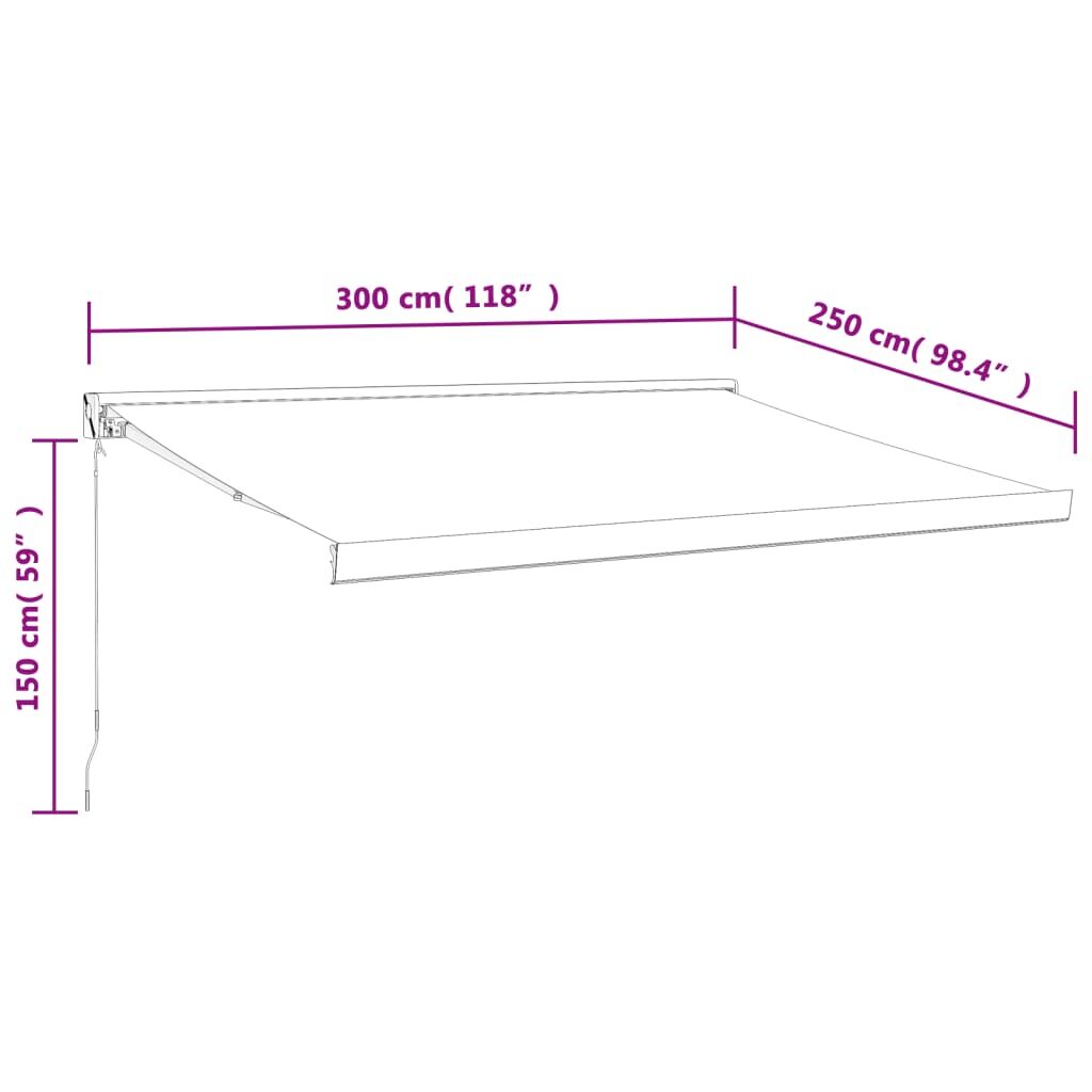 Vidaxl Toldo Retráctil Aluminio Y Tela Color Crema 3x2,5 M_2