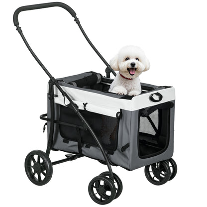Pawhut Cochecito Para Perros Pequeños Plegable Con Vagón Desmontable Gris_0
