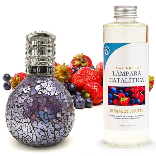 Lámpara Catalítica Mosaico Azul Océano + Aroma Summer Fruits 200ml - Elimina Malos Olores, Impurezas Y Perfuma_0