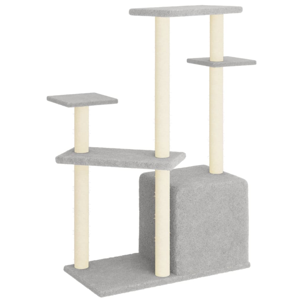 Rascador Para Gatos Con Postes De Sisal Gris Claro 107,5 Cm_4