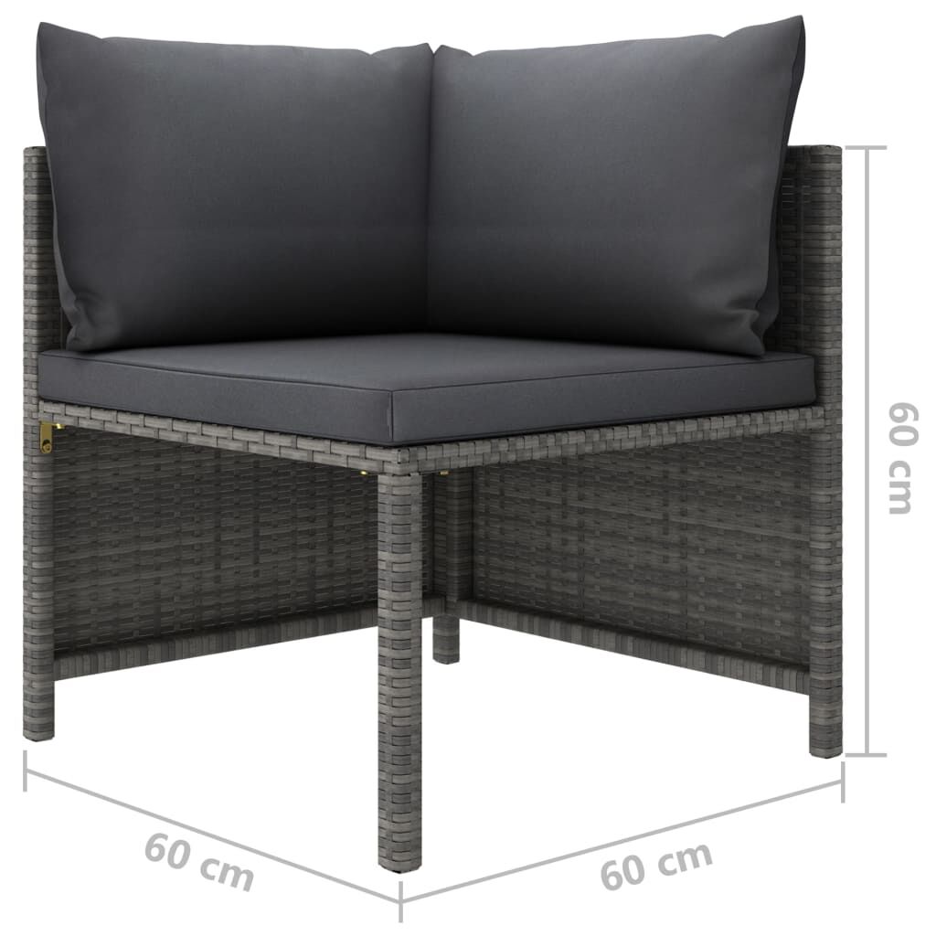 Vidaxl Set De Muebles De Jardín 3 Pzas Y Cojines Ratán Sintético Gris_2