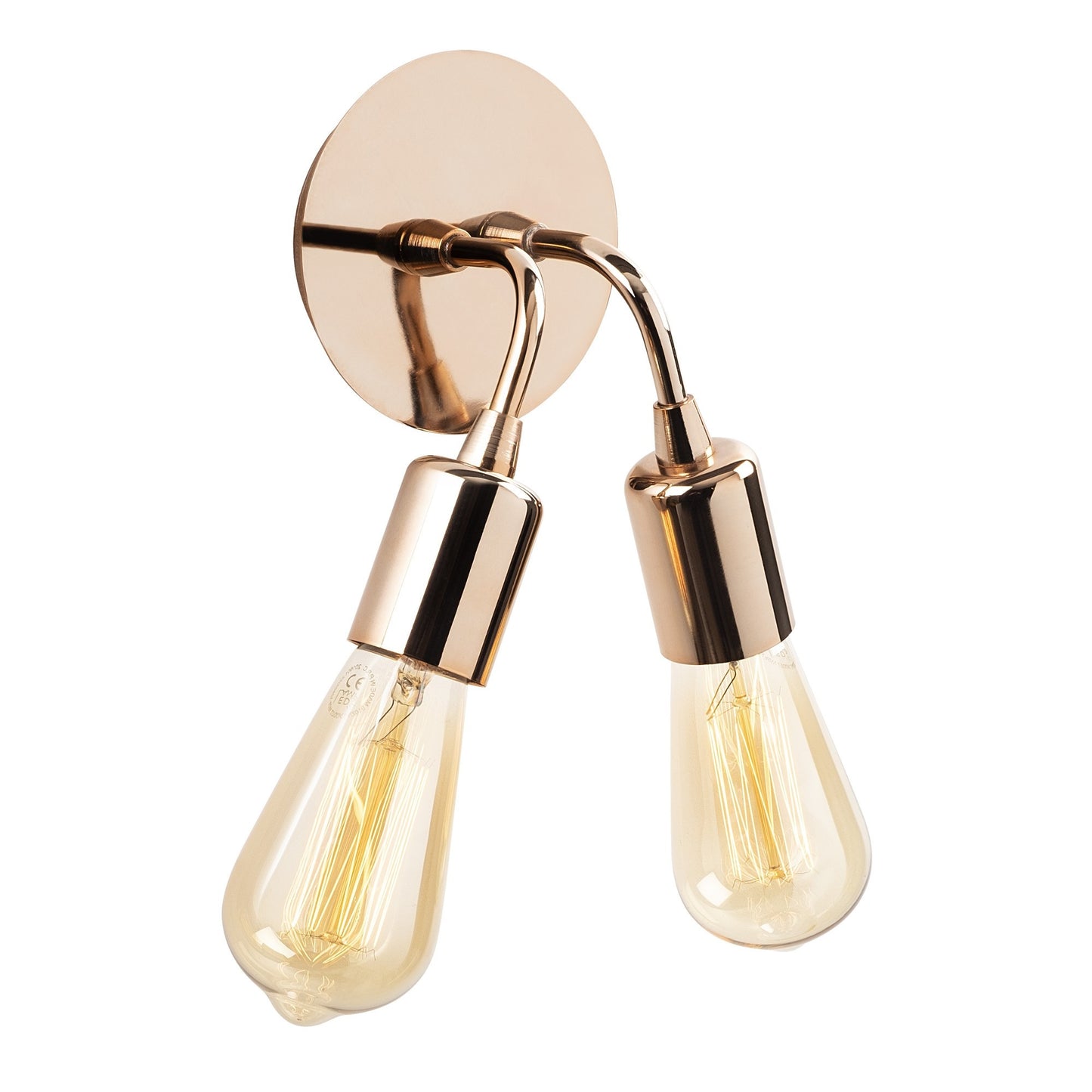 Aplique De Pared, Metal , Cobre, 14x14x20, Casquillo 2 X E 27 Max 40 W