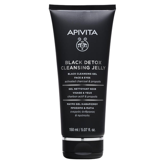 Gel de limpeza facial com carvão ativado Apivita 150 ml