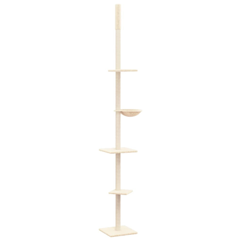 Vidaxl Árbol Rascador Para Gatos De Suelo A Techo Crema 263,5-289,5 Cm_0