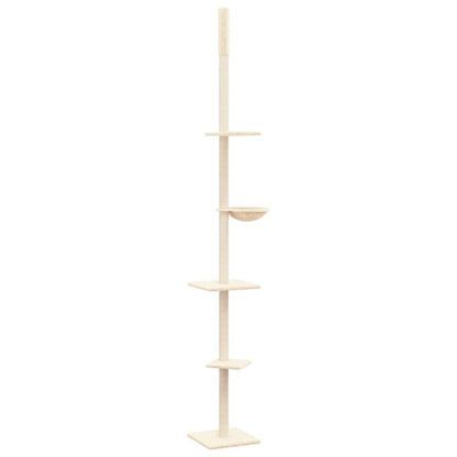 Vidaxl Árbol Rascador Para Gatos De Suelo A Techo Crema 263,5-289,5 Cm_0