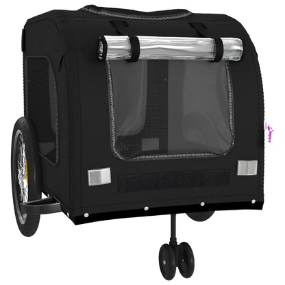 Remolque De Bicicleta Mascotas Hierro Tela Oxford Negro_4