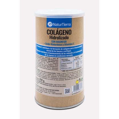Colagénio hidrolisado com magnésio + ácido hialurónico e vitamina C, 250g. NaturTierra