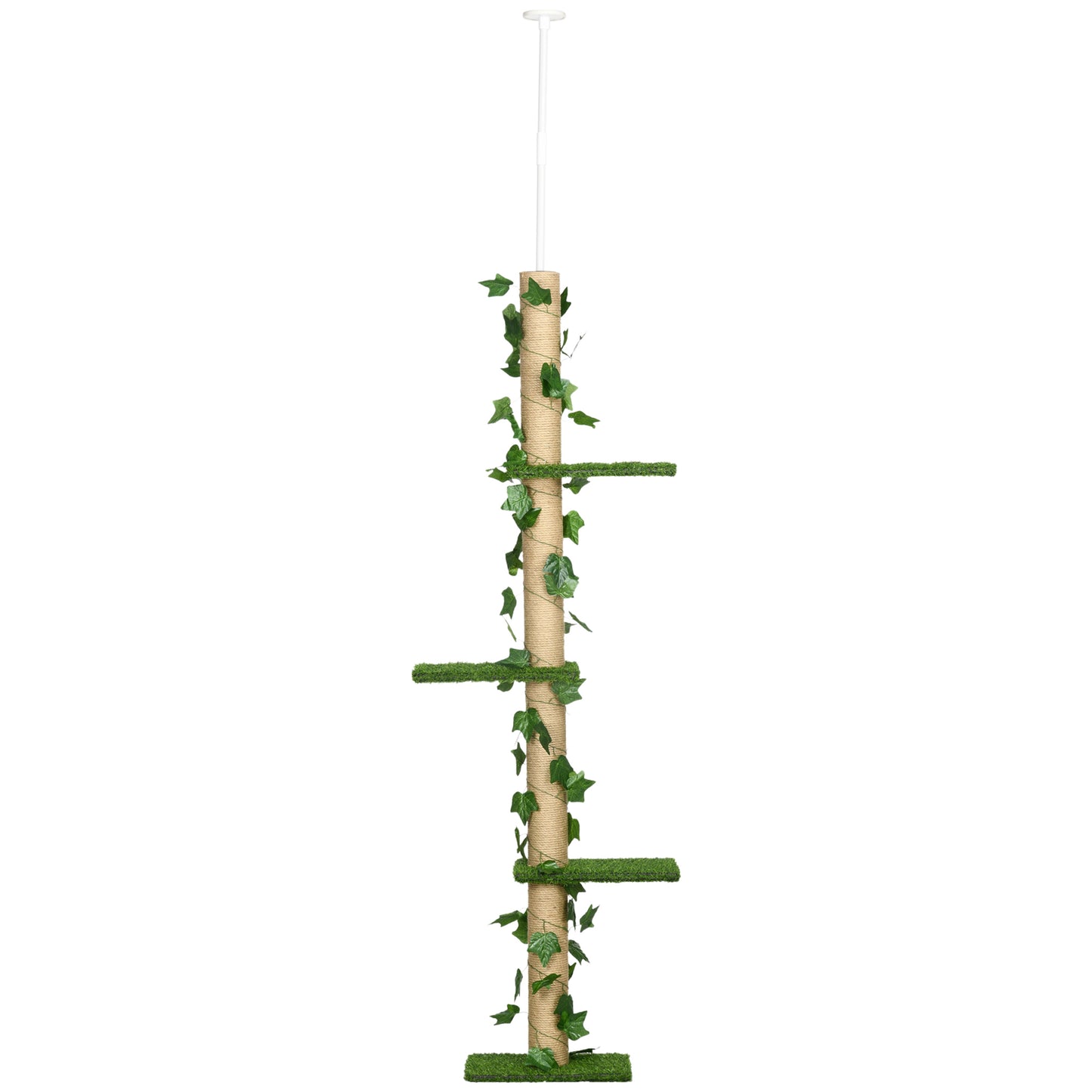 Pawhut Árbol Para Gatos Del Suelo Al Techo 37x21x202-242 Cm Con Altura Ajustable_0