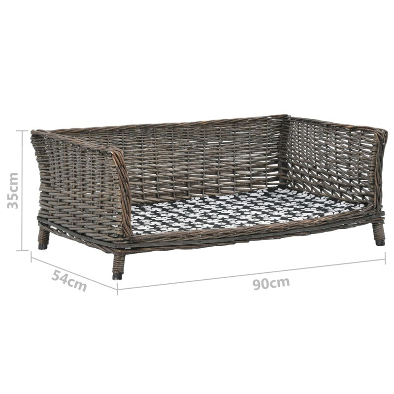 Vidaxl Cesta Para Perros Con Cojín Sauce Natural Gris 90x54x35 Cm_5