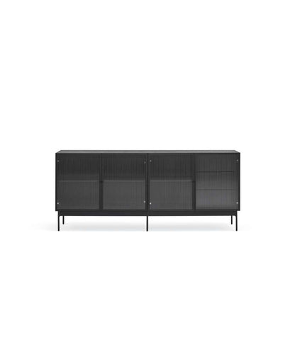 Mueble Aparador Para Comedor Modelo Blur 4 Puertas Acabado Negro, 45cm(ancho) 77.5cm(alto_5