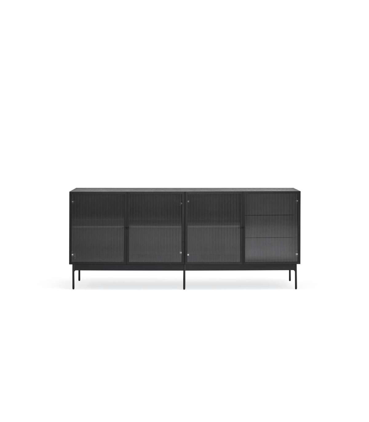 Mueble Aparador Para Comedor Modelo Blur 4 Puertas Acabado Negro, 45cm(ancho) 77.5cm(alto_1