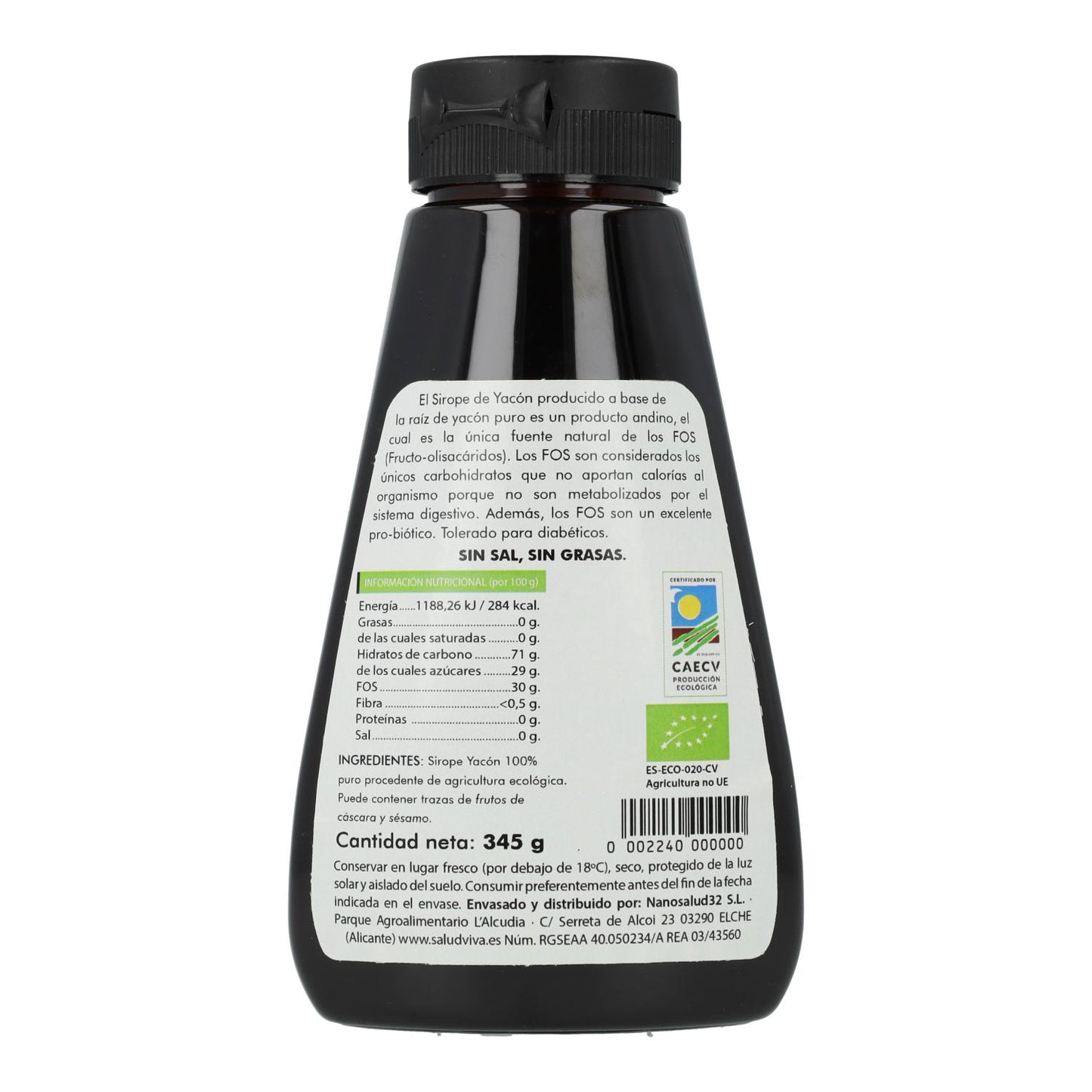Xarope de Yacon Biológico 345 g Salud Viva