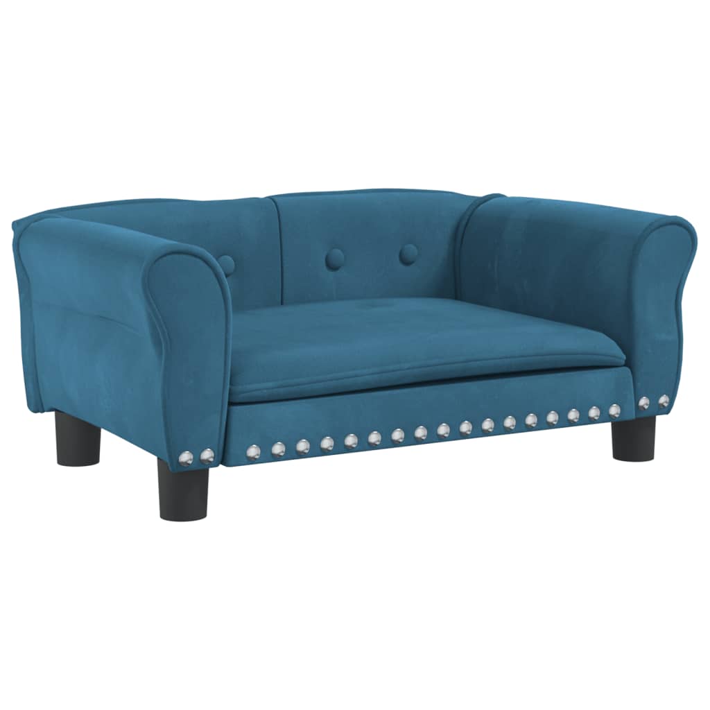 Cama Para Perros De Terciopelo Azul 70x45x30 Cm / Vetonek_4