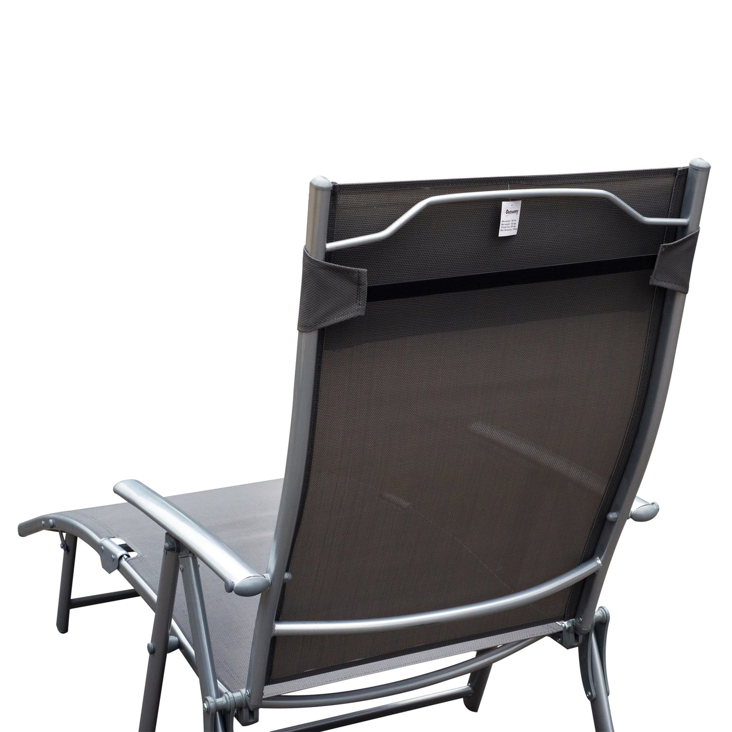 Outsunny Tumbona Plegable Con Respaldo Ajustable 137x63,5x100,5 Cm Gris_3