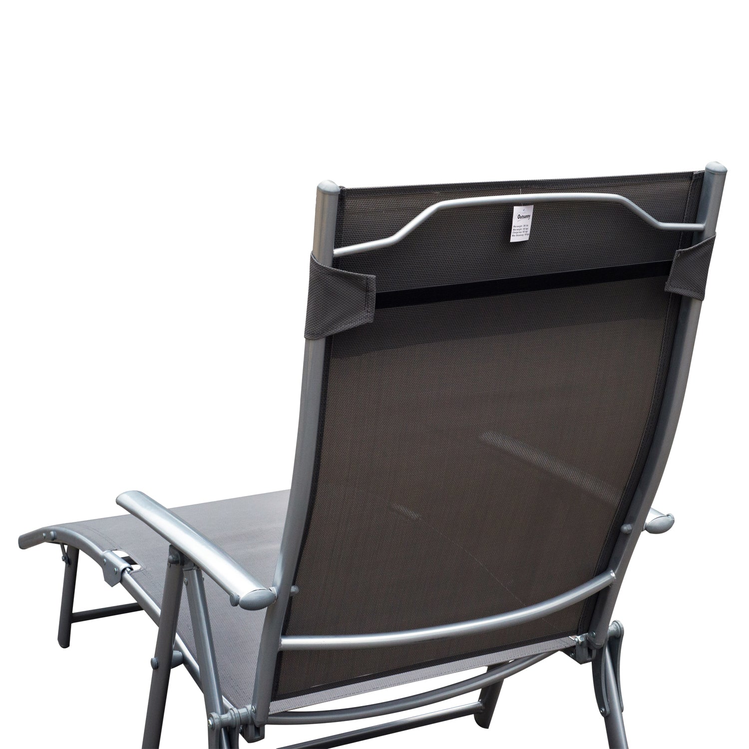 Outsunny Tumbona Plegable Con Respaldo Ajustable 137x63,5x100,5 Cm Gris_3