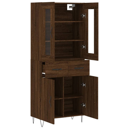 Aparador Alto Madera Contrachapada Marrón Roble 69,5x34x180 Cm_3