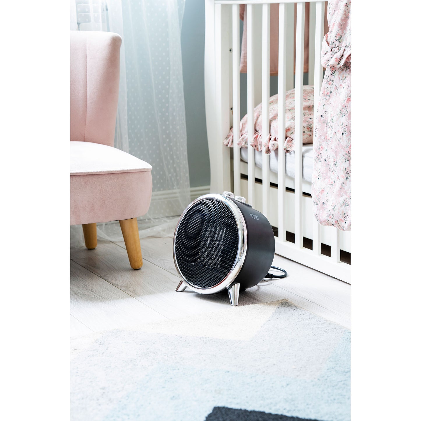 Calefactor Cerámico Led, Portátil, 2 Niveles Potencia, Termostato Automático, Diseño Moderno Adler Ad7742, Negro/plata_1