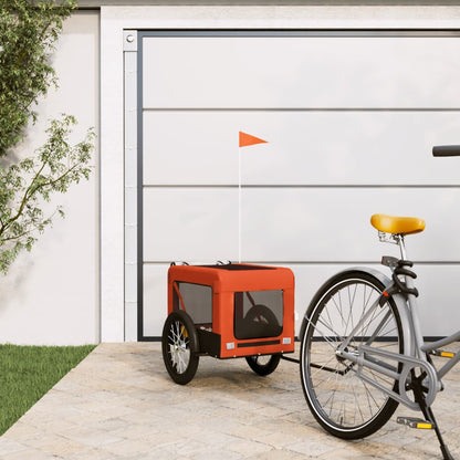 Remolque De Bicicleta Mascotas Hierro Tela Oxford Naranja Negro_1