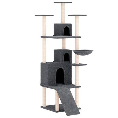 Rascador Para Gatos Con Postes De Sisal Gris Oscuro 175 Cm_0