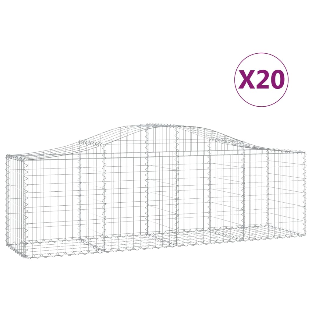 Cestas De Gaviones 20 Uds Forma De Arco Hierro 200x50x60/80 Cm_0