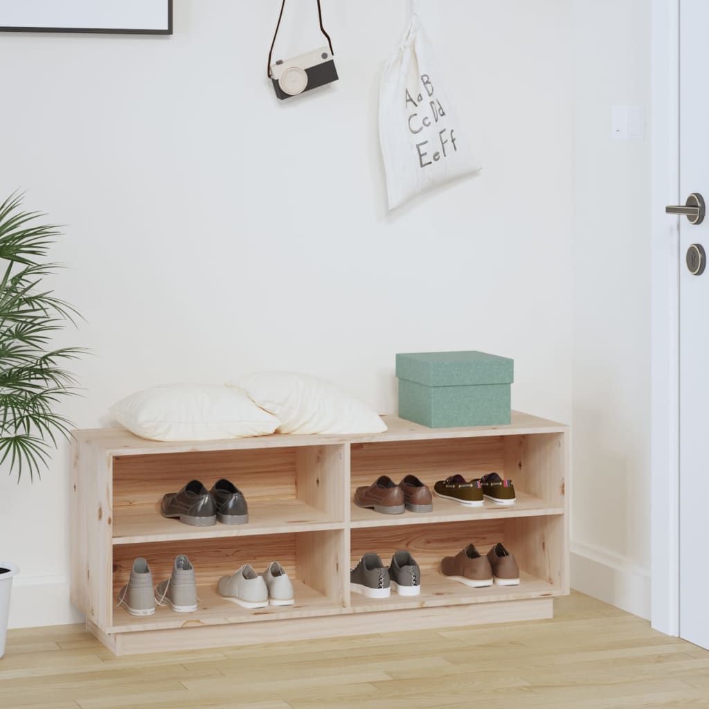 Armario Zapatero De Madera Maciza De Pino 110x34x45 Cm / Vetonek_5
