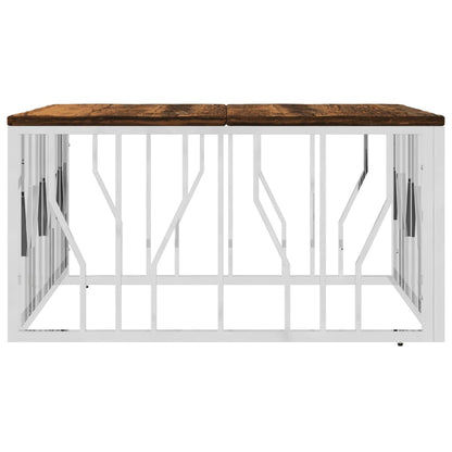 Mesa De Centro Acero Inoxidable Y Madera Reciclada Plateada._2