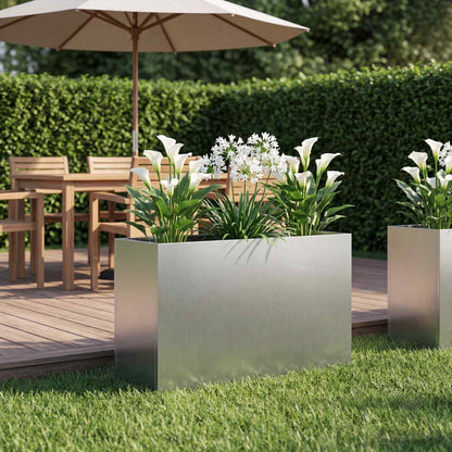 Macetero De Jardín Plateado 80 X 30 X 40 Cm Acero Galvanizado_1