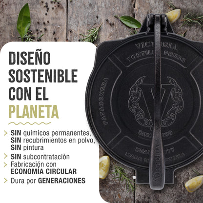 Victoria Prensa Tortillera Para Tortillas Mexicanas Hierro Fundido Hd Curado 25cm, Pataconera Colombiana, 39318, Negro_5